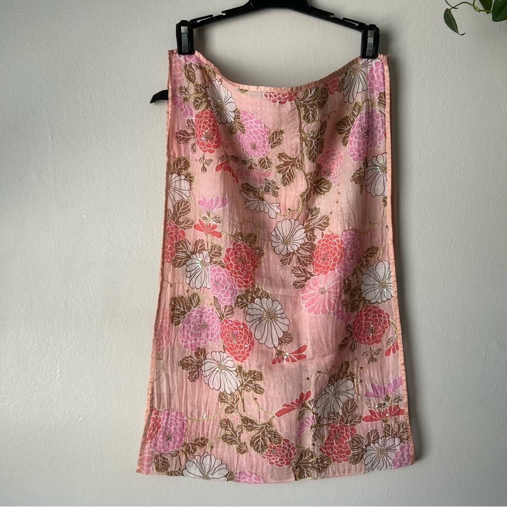 Cotton/ Silk blend Embroidered Scarf
